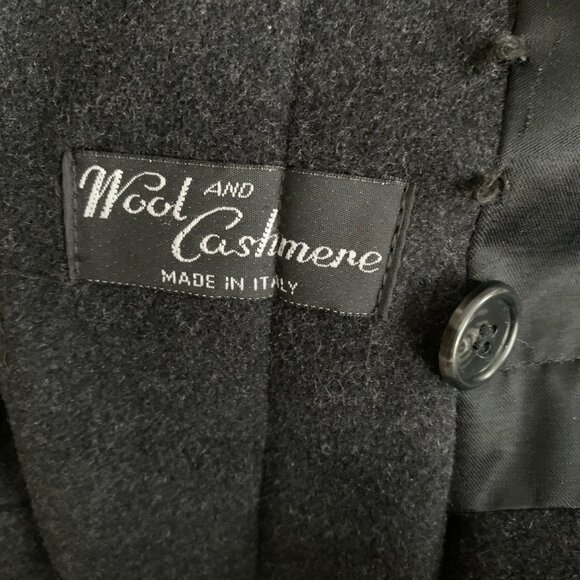 Vintage JNY Wool Cashmere Maxi Overcoat Coat 6 Black Faux Fur Trim Collar Cuffs - Picture 11 of 16